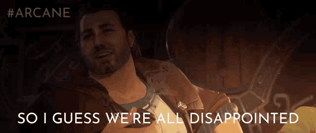 a man says " so i guess we 're all disappointed " while holding his chest