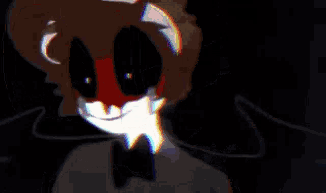 a close up of a cartoon character 's face with a smiley face .
