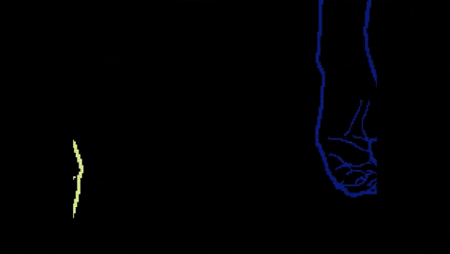 a pixel art drawing of two hands holding each other in the dark