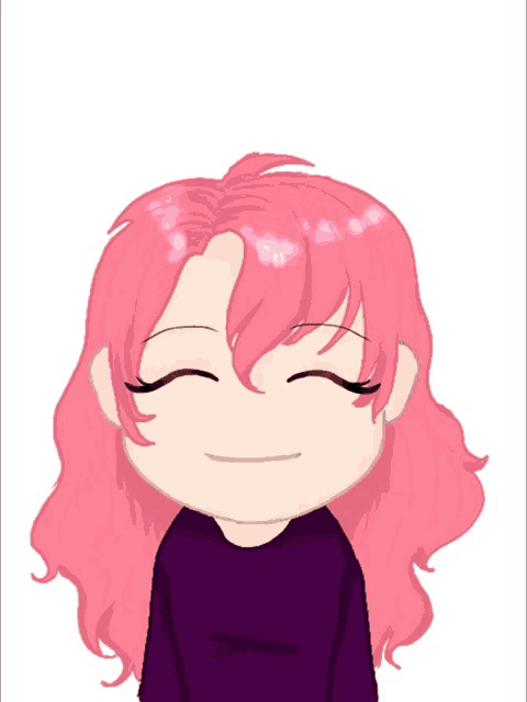 a cartoon of a girl with pink hair laughing