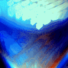 a pixel art of a blue and red background with the letters sgs on the bottom right
