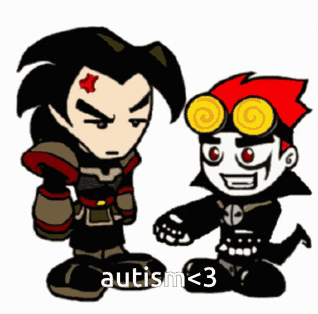 a cartoon character with the word autism below it