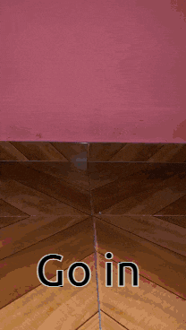 a person is standing on a wooden floor and the words go in are visible