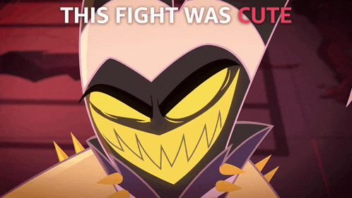 a picture of a cartoon character with the words this fight was cute