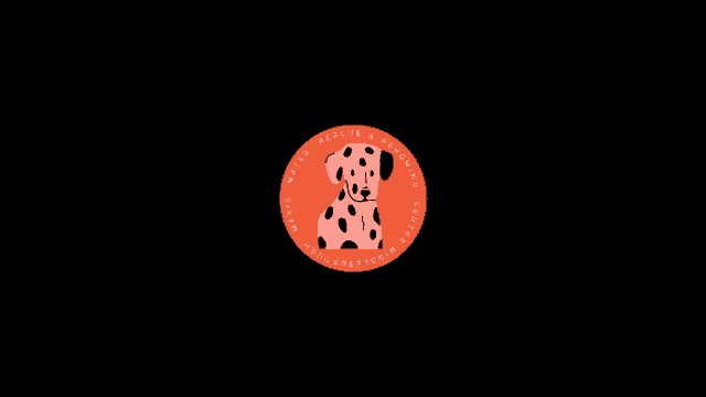a dalmatian dog is sitting in a circle with the words waste rescue rescue from you written around it .