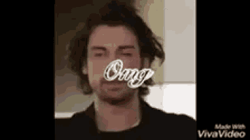 a man with his eyes closed and the word omg on his face