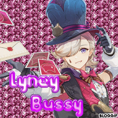 a girl in a top hat with the name lyney bussy on the bottom