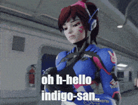 a video game character says ohh-hello indigo-san