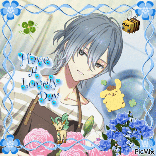 a picture of a boy with the words have a lovely day written on it