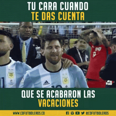 a picture of a soccer player with a caption that says " tu cara cuando te das cuenta "