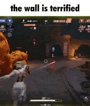 a video game with the words the wall is terrified at the top