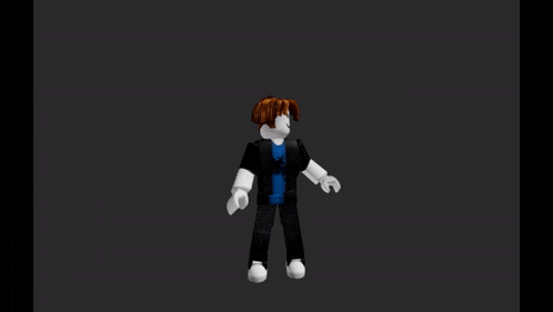 a roblox character is dancing with his arms up in the air