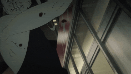 a drawing of a man with blood coming out of his arm