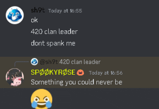 a screenshot of a conversation between spookyrose and shy9t
