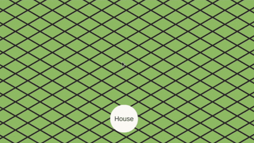 a green background with a grid pattern and the word house