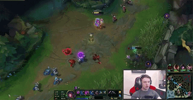 a man playing a video game with the enemy slain at the top of the screen