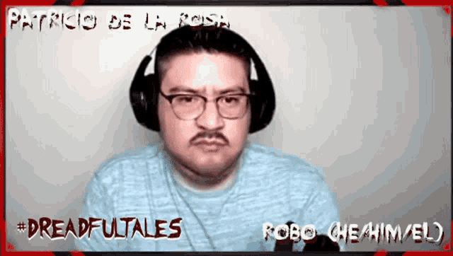 a man wearing headphones with the name patricio de la ross on the bottom right