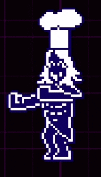 a pixel art of a chef with a white hat