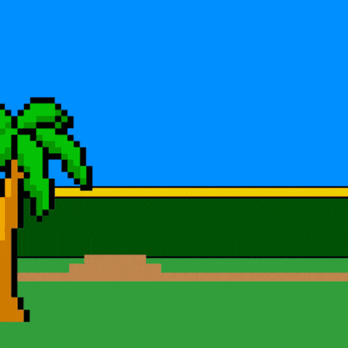 a pixel art of a baseball player holding a cup of coffee