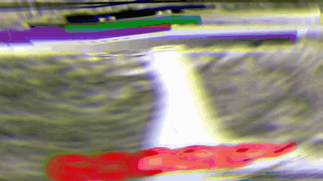 a computer generated image of a waterfall with a rainbow of colors