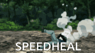 a person laying on the ground with the words speedheal written on the bottom