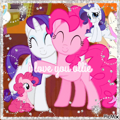 a picture of ponies with the words i love you ollie on the bottom