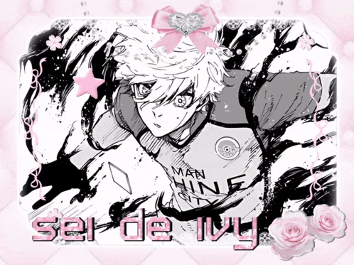 a black and white drawing of a man with the words sei de ivy on the bottom