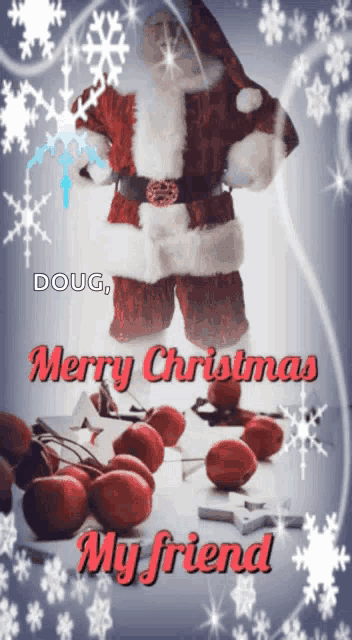 a christmas card that says merry christmas my friend on it