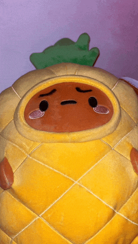 a stuffed pineapple with a green leaf on it