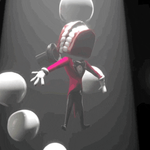 a cartoon character in a tuxedo with a giant mouth