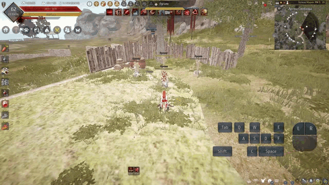 a screenshot of a video game with the number 62 on the bottom left