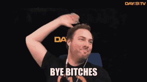 a man says bye bitches while wearing earbuds
