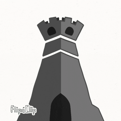 a cartoon drawing of a tower with a smiley face behind it