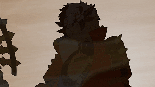 a silhouette of a man with spikes on his arms