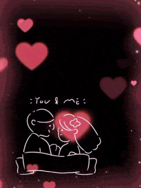 a drawing of a man and a woman with the words " you & me "