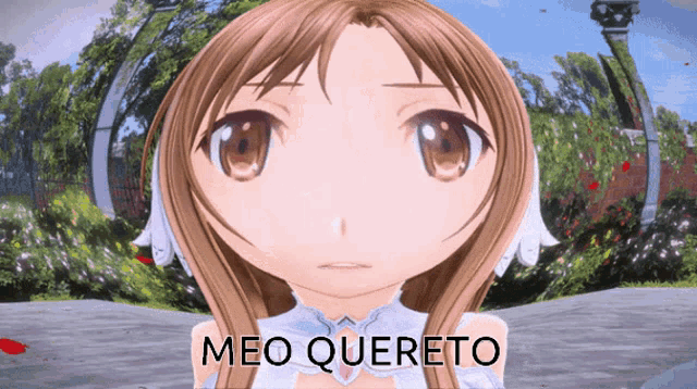 a picture of a girl with the words meo quereto written on it