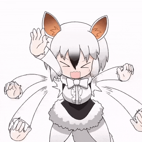 a drawing of a girl with a cat 's ears and paws