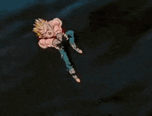 a cartoon character is flying through the air with a sword in his hand