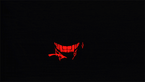 a red silhouette of a vampire 's mouth with teeth on a dark background