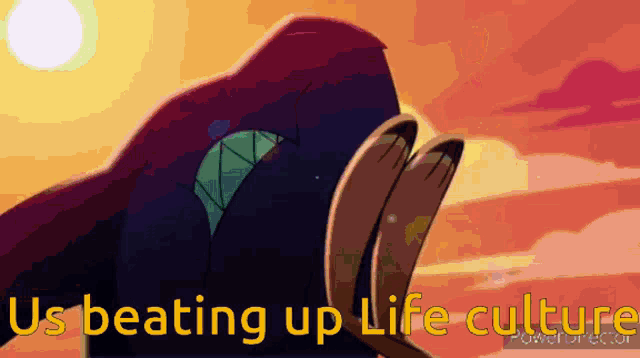 us beating up life culture is written on a cartoon image
