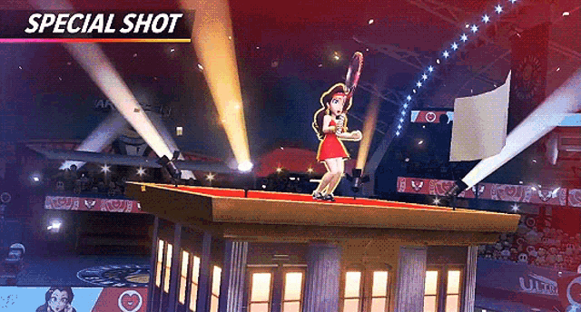 a special shot of a girl standing on a roof