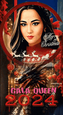 a painting of a woman and a dragon with gala queen 2024