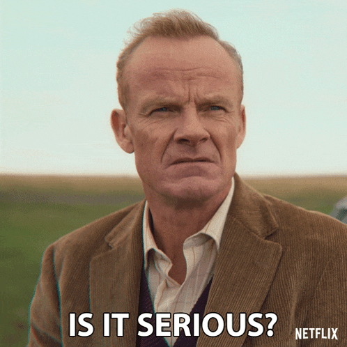 a man in a suit says " is it serious " next to a netflix logo