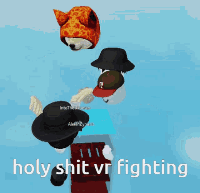 a screenshot of a video game with the words holy shit vr fighting at the bottom