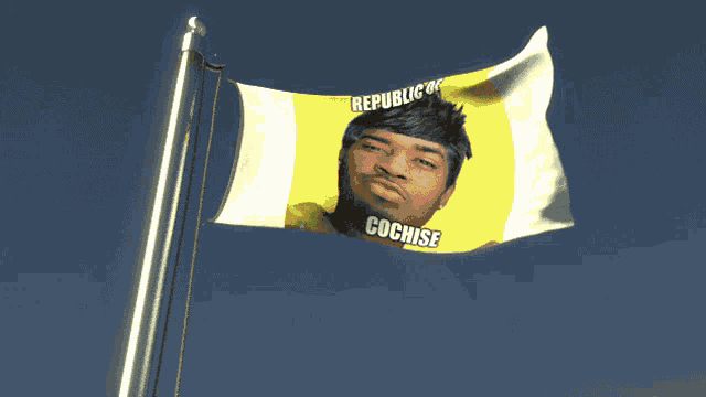 a flag with a picture of a man and the words republic of cochise