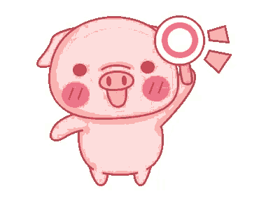 a cartoon pig is holding a magnifying glass with a circle in it .