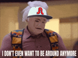 a man wearing a hat with the letter r on it says i don t even want to be around anymore