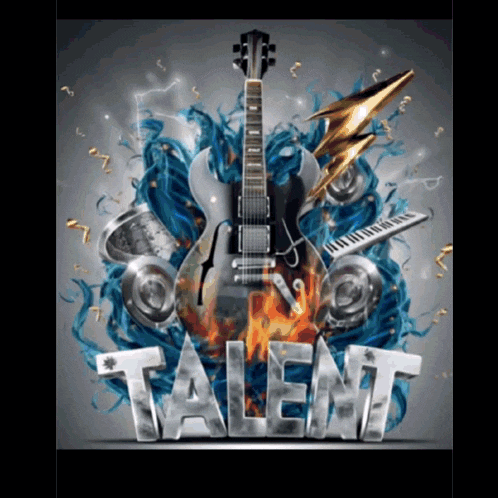 a poster for a talent show with a guitar in the center