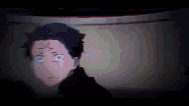 a close up of a person 's face with a surprised look on their face