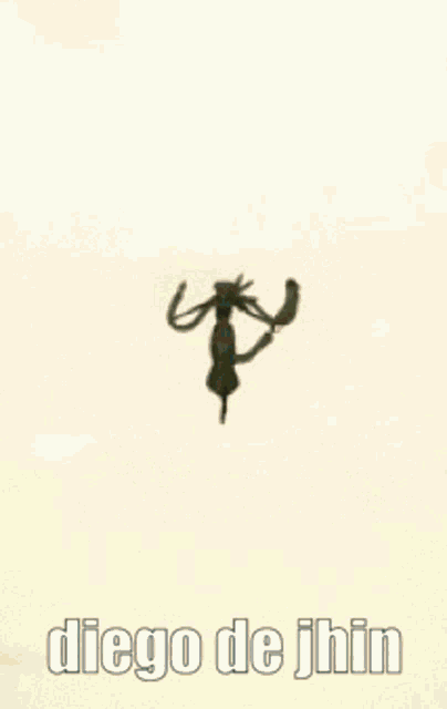 a close up of a person holding a sword with diego de jhin written on the bottom
